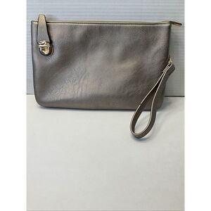 Jen & Co Faux Vegan Leather Convertible Crossbody Wristlet‎ Pewter Missing Strap